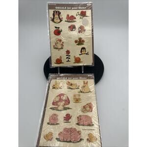 Lot Of 2 Vintage MCM Meyercord Decals. Bunnies, Snails, Piggy’s Mushrooms.